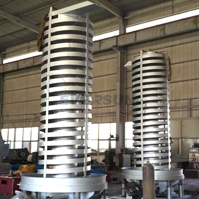 Auger Screw Conveyor Incorporating Vertical Spiral Vibration Elevator and Acrylic Cover for Material Conveying Solutions